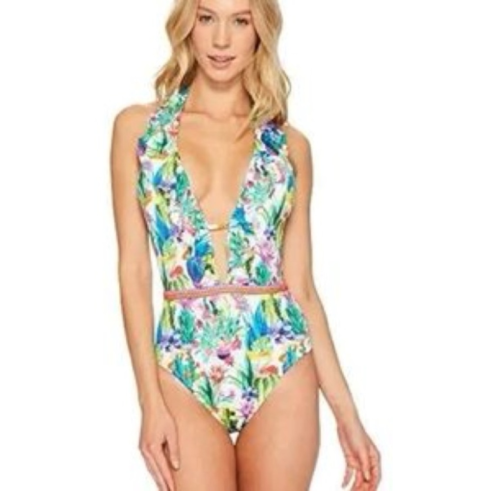 NANETTE LEPORE
Cactus Floral-Print Plunging One-Piece Swimsuit 🩱